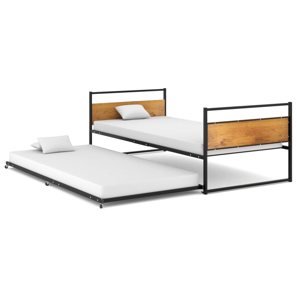 Lit simple | Lit adulte | Cadre de lit extensible Noir Métal 90x200 ...