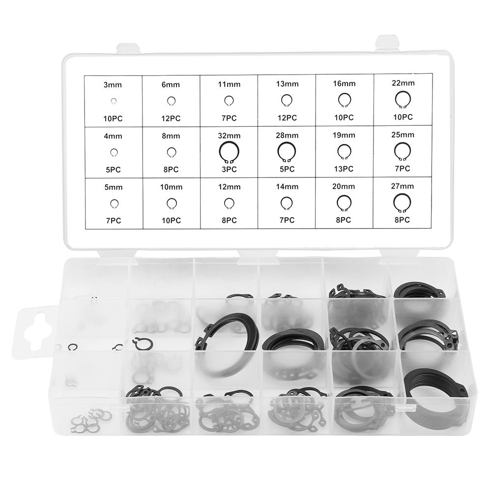 Habwea 400 Pièces Pince à Circlips E-Clips Anneaux De Retenue Acier Inoxydable - Kit Assortiment 13 Tailles