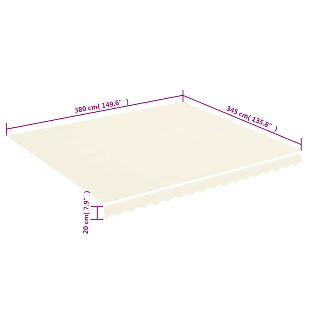 vidaXL Tessuto di Ricambio per Tenda da Sole Crema 400x350 cm Poliestere - 5