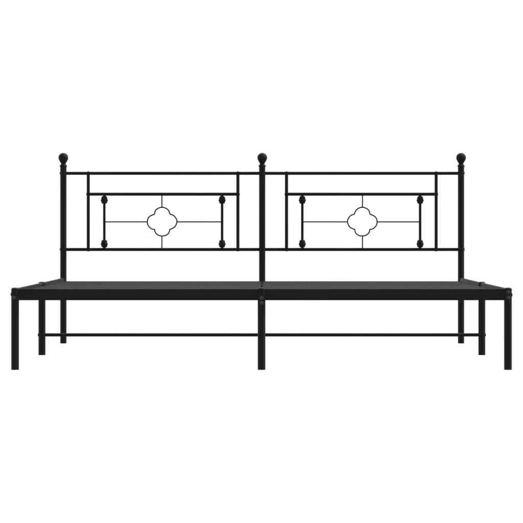 Estructura de cama de metal sin colchón con cabecero negro 193x203cm - 5