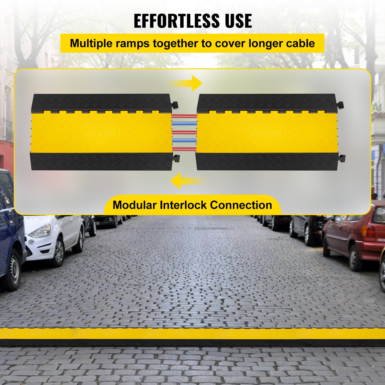 Rampe Protection Câble VEVOR Exterieur 35 x 4 mm Rampe Cache-Câble 5 Canaux Passe Câble Sol Protecteur de Câble Sol Goulotte Passe Câble Couvre Câble - 6