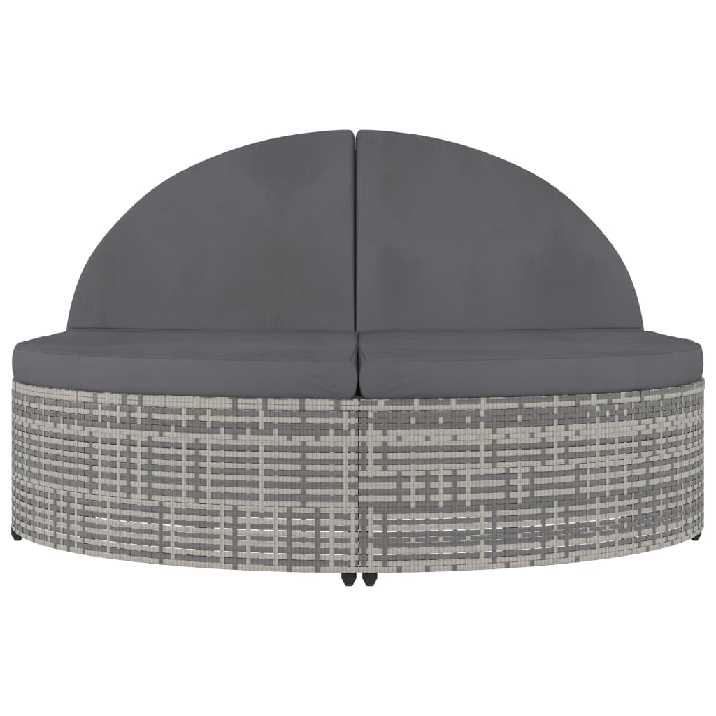 Maison Exclusive - Lettino Prendisole a 2 Posti con Cuscini in Polyrattan Grigio - 3
