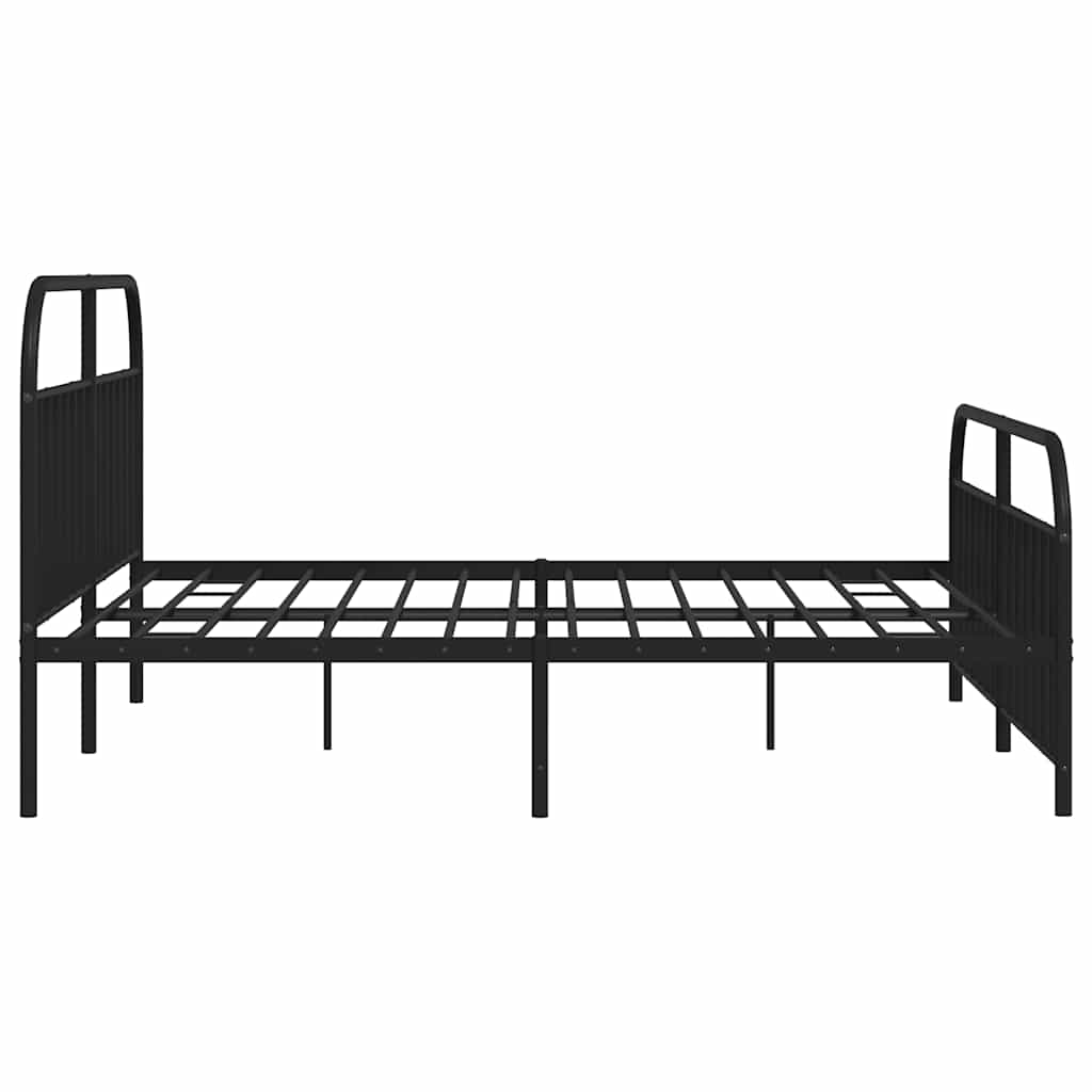 Estructura de cama sin colchón con estribo, de metal negro, para dormitorio, 193 × 203 cm - 7