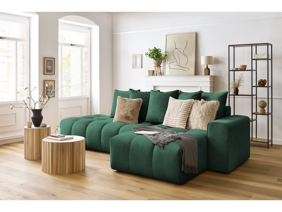 BOBOCHIC Canapé d'angle fixe MONT-BLANC velours Vert Angle droit ...
