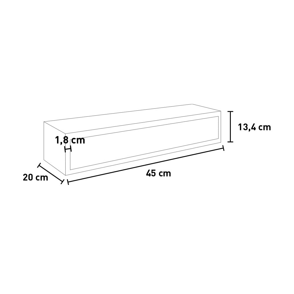 Étagère murale avec tiroir, table de chevet suspendue, étagère murale, blanche, 45 x 13,4 x 20 cm - Legolo - 8