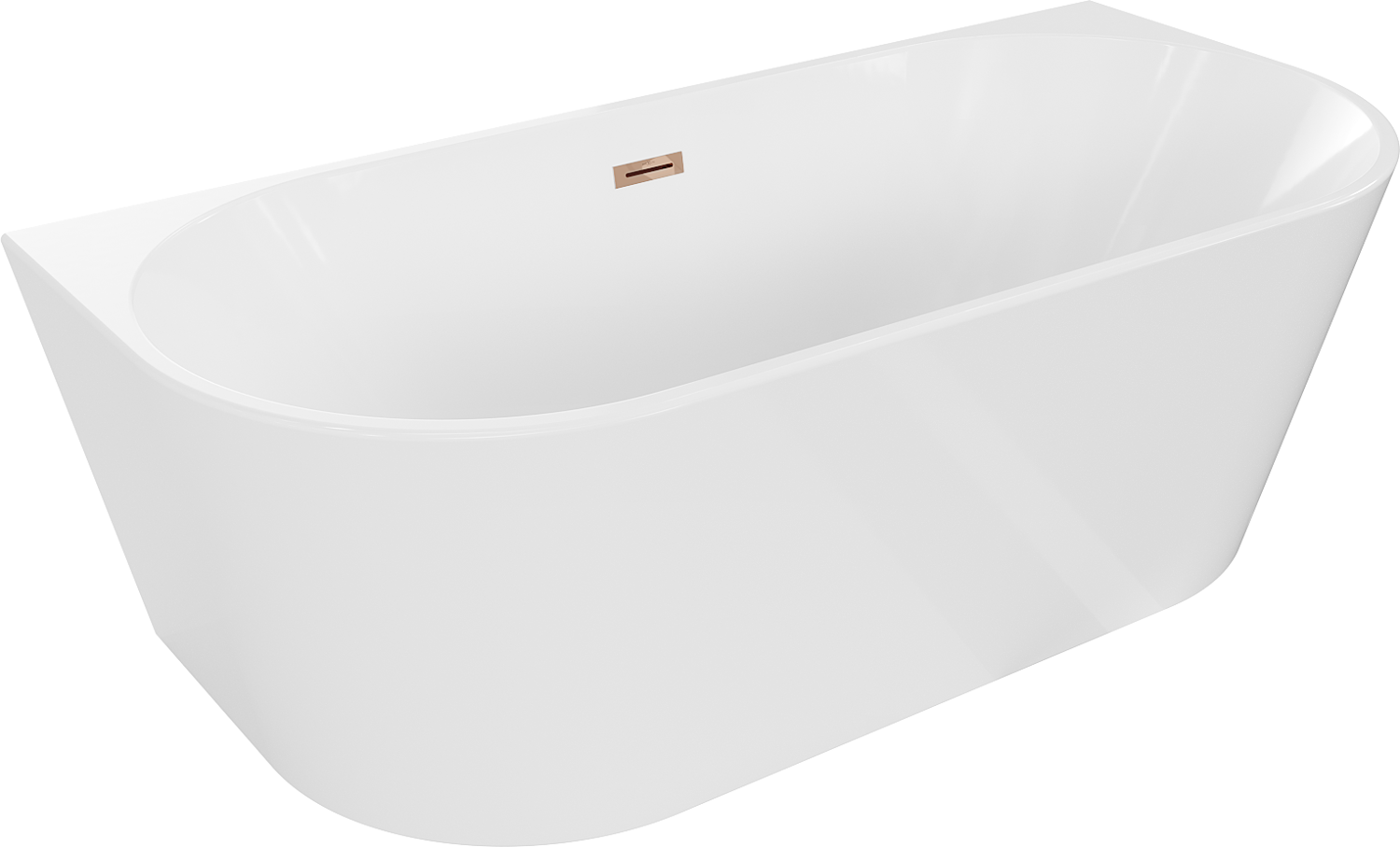 Mexen Oval wanna wolnostojąca przyścienna 140 x 75 cm, biała, przelew różowe złoto - 52671407500-60