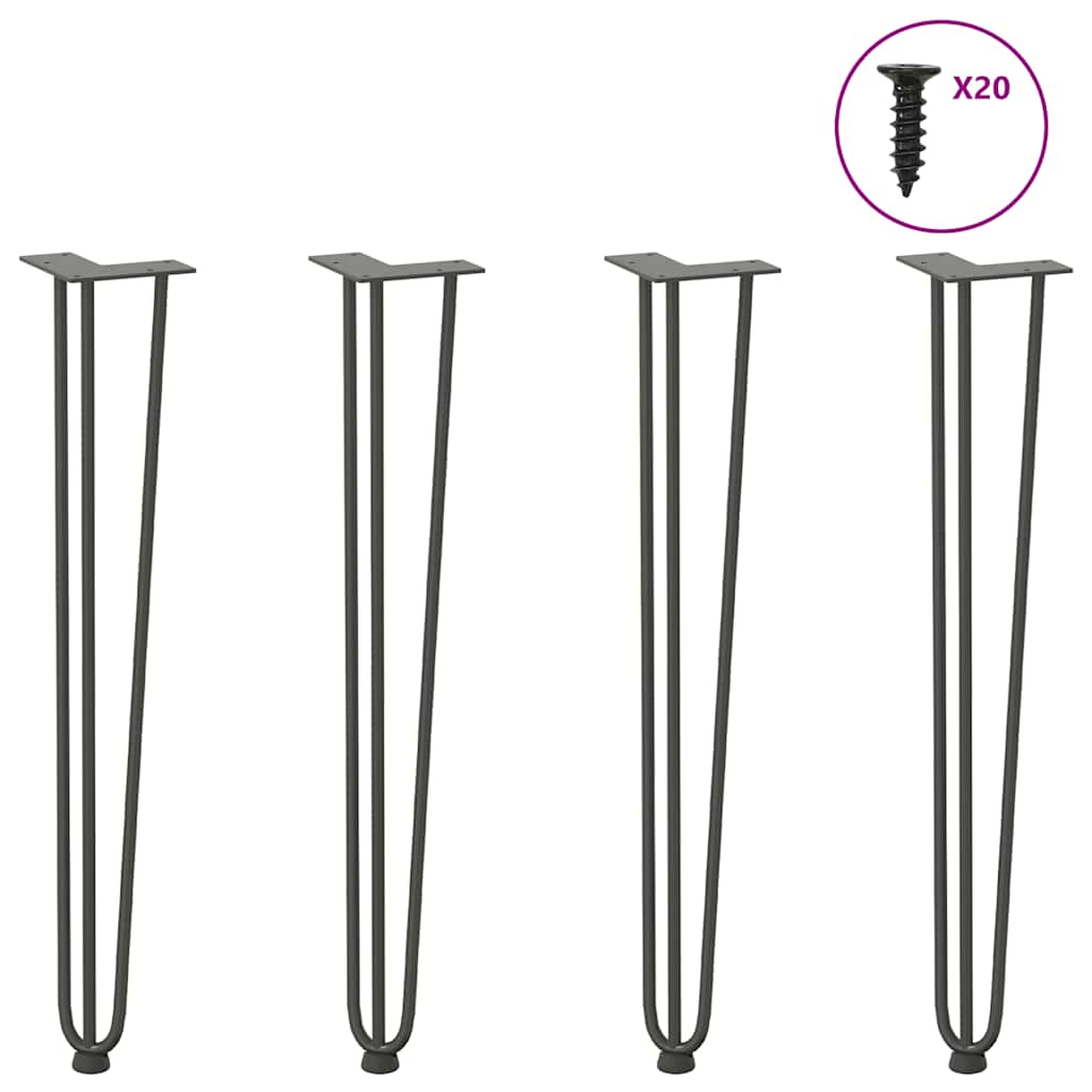 Nogi wsuwkowe do stolików konsolowych do stolika konsolowego 4 szt. Antracyt 72 cm Stal lite vidaXL