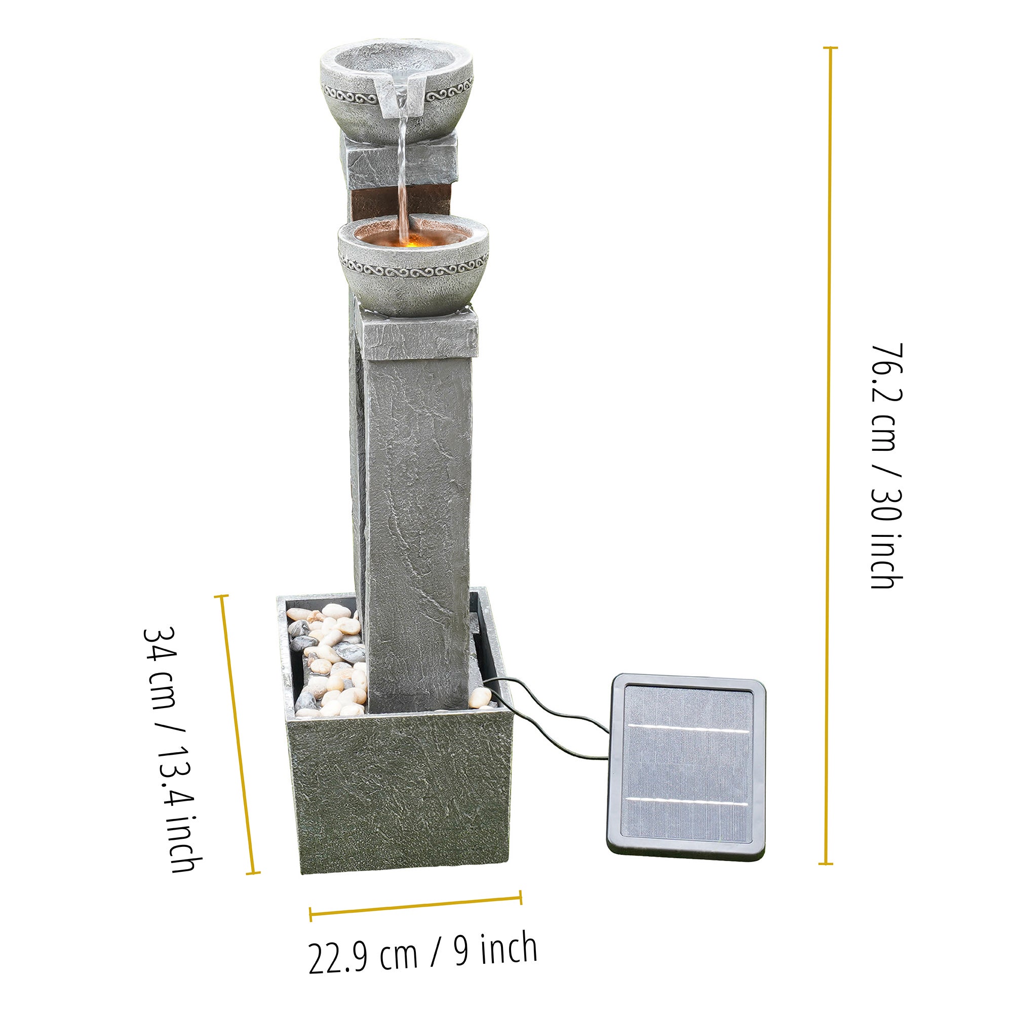 Fontaine de jardin cascade solaire effet ardoise LED, Gris TEAMSON HOME - 4