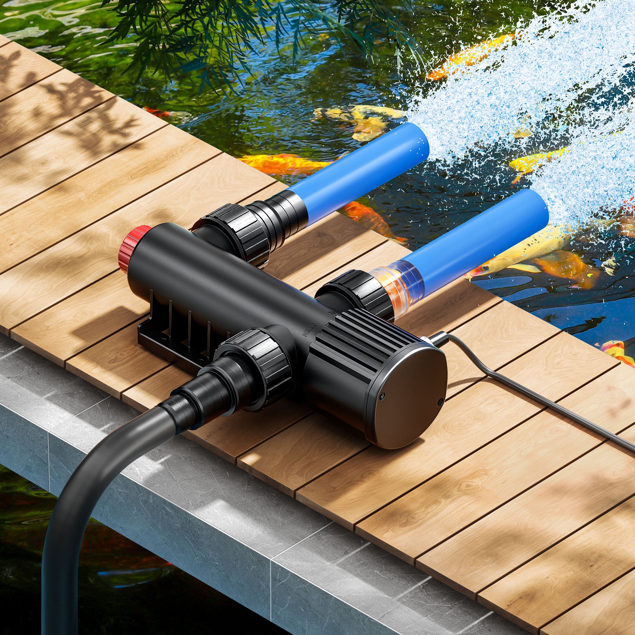 CUV-209 Stérilisateur Clarificateur de bassins ou d’étang - débit max. de 1500 l/h - avec Lampe rayons UV-C 9 W - pour Poissons et plantes… SunSun - 2