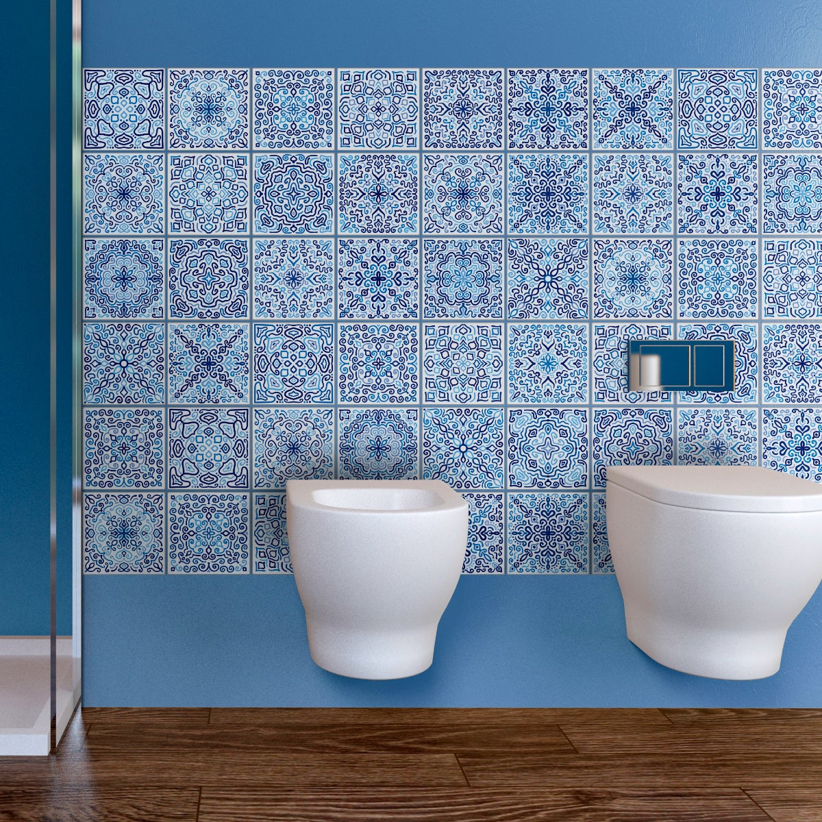 60 adesivi piastrelle di cemento azulejos Magdalena - Sticker adesivo - adesivi murali - 60stickers15x15cm - 4