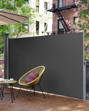 Paravent extérieur 200 x 400 cm (H x L) Store latéral pour Balcon et terrasse,Brise-Vue Paravent retractable - Gris foncé