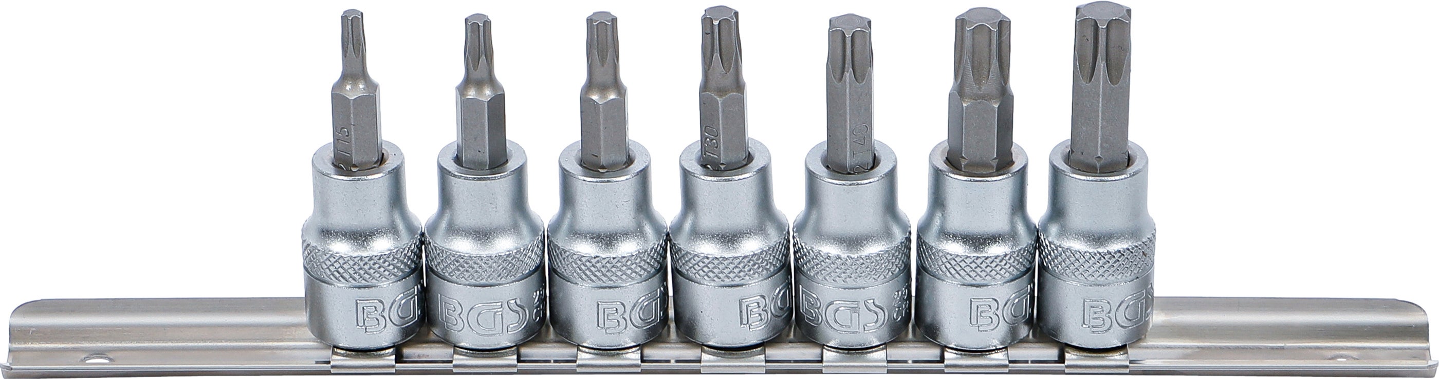 Zestaw końcówek Torx BGS 7 sztuk T15 do T50 materiał stal chromowo-wanadowa