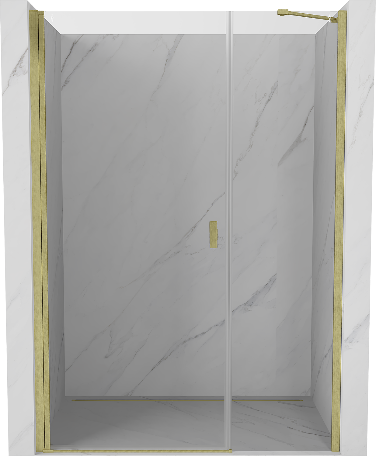 Mexen Mist-B drzwi prysznicowe uchylne 110 cm, transparent, złote szczotkowane - 8A2-110-001-55-00
