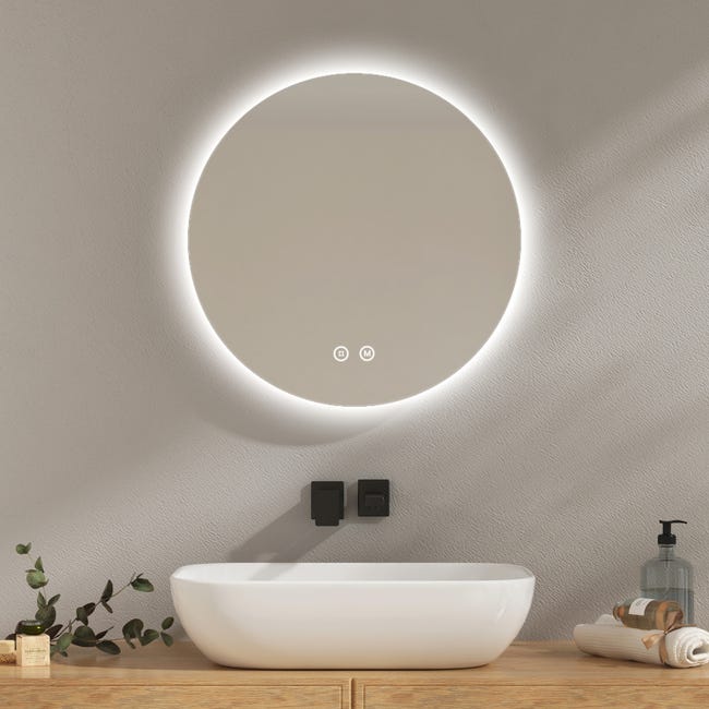 Specchio Bagno LED Rotondo 80 Cm - Luce Regolabile 3000K/4000K/6500K - Interruttore Tattile, Design Moderno - Foto 3