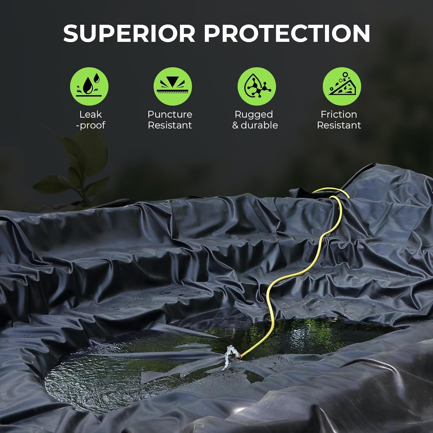 FULEADTURE Bâche pour bassin, 300*400cm, membrane imperméable pliée, adaptée à l'élevage de poissons ou de koï, base de cascade, fontaines. - 6