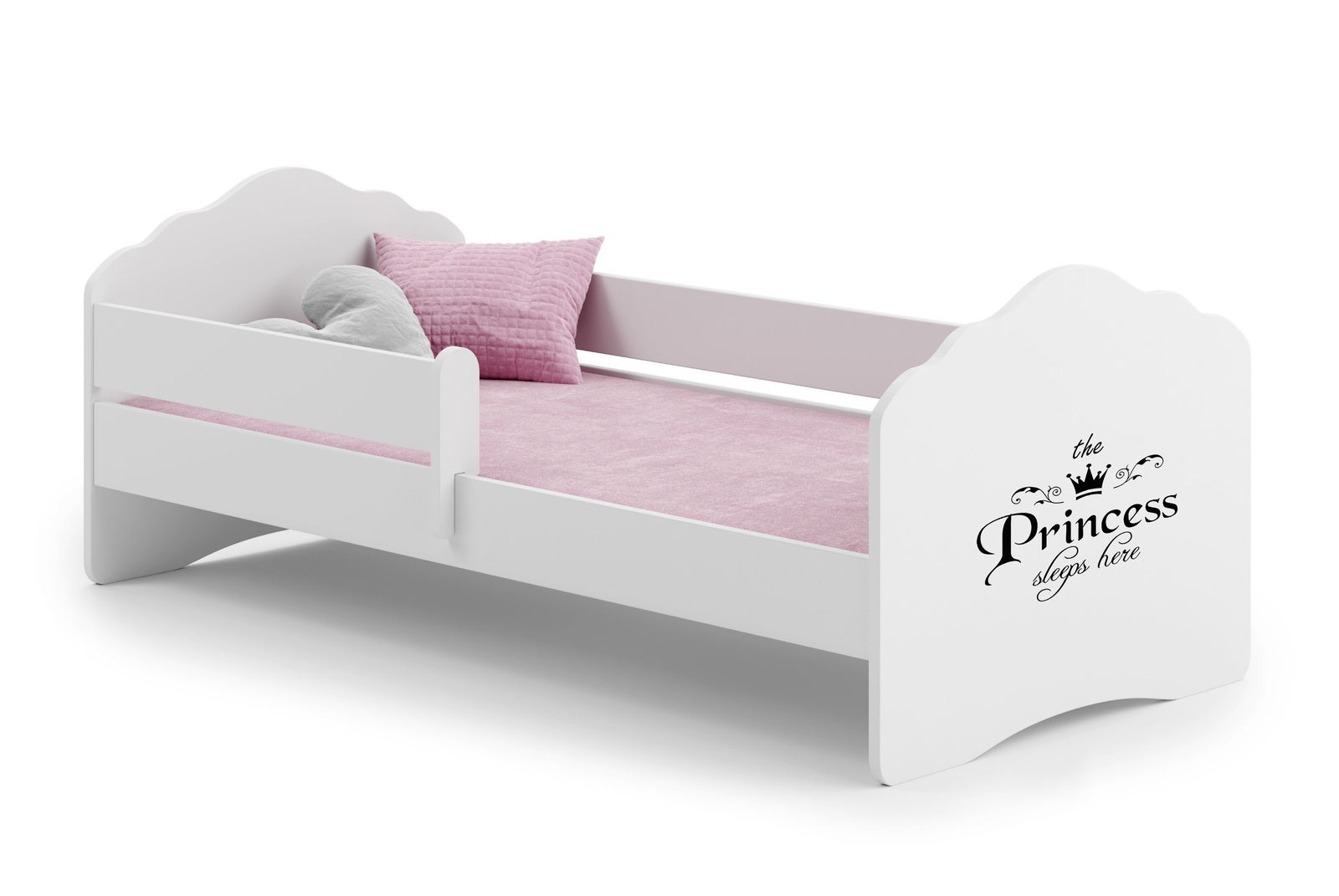 KOBI Lit Enfant Max Blanc 140x70 Avec Balustrade, Matelas Et Cadre – Lit Bébé Fille Ou Garçon Complet