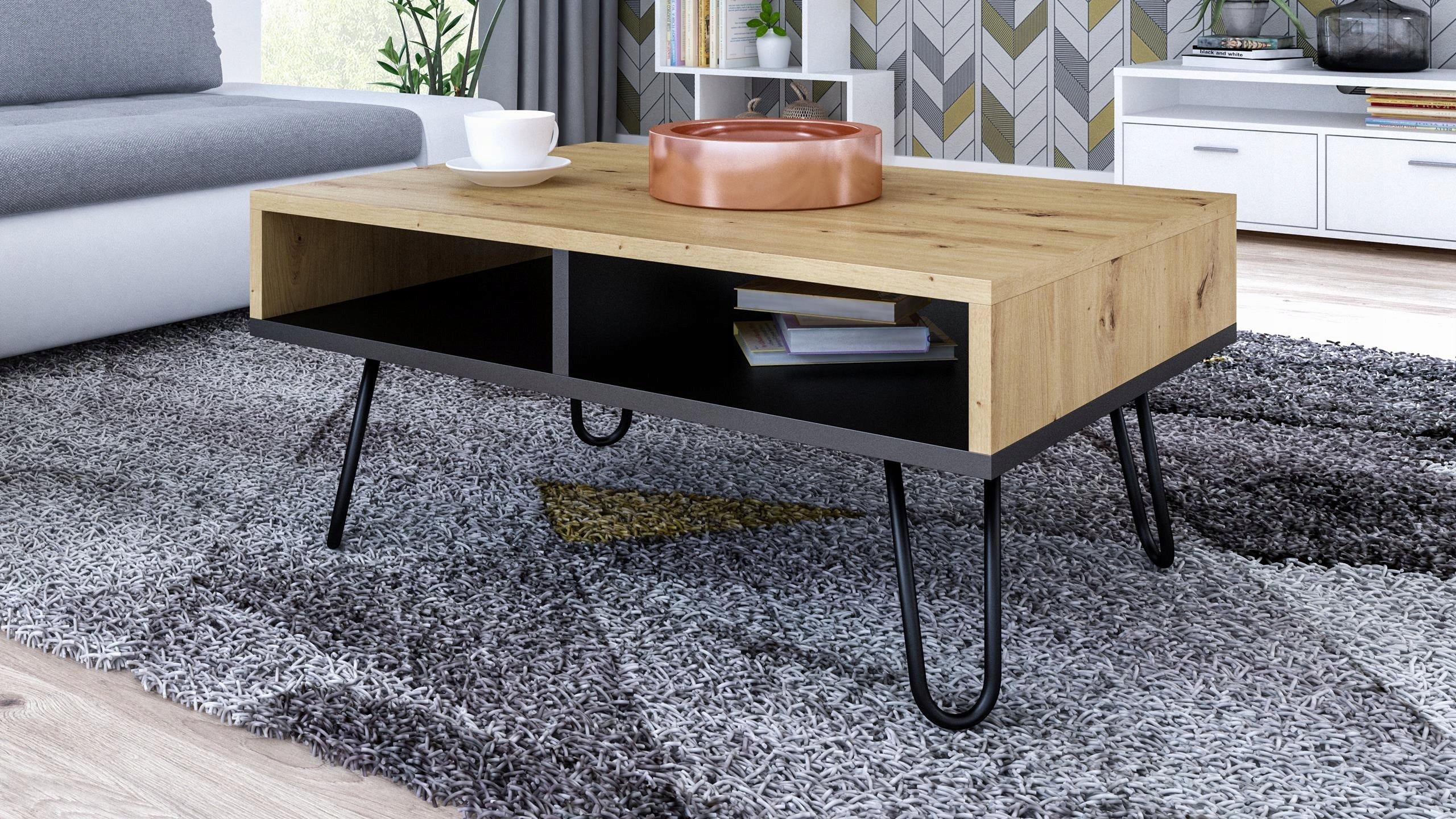 Ława stolik kawowy DORA artisan czarny loft retro - 2