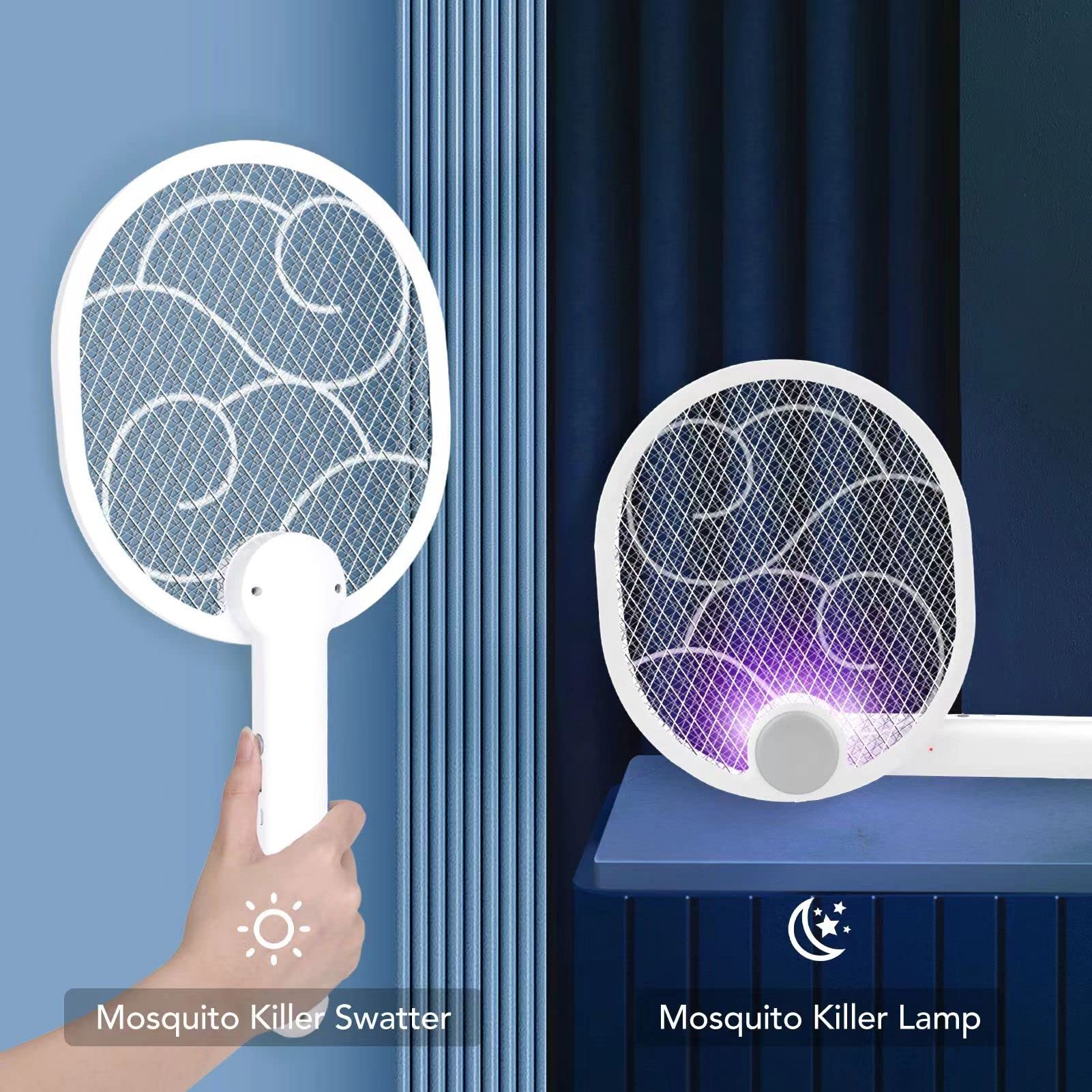 Zapper anti-moustiques, tapette à mouche électrique pliable, Rechargeable par USB, tueur de moustiques d'intérieur et tueur d'insectes - 4