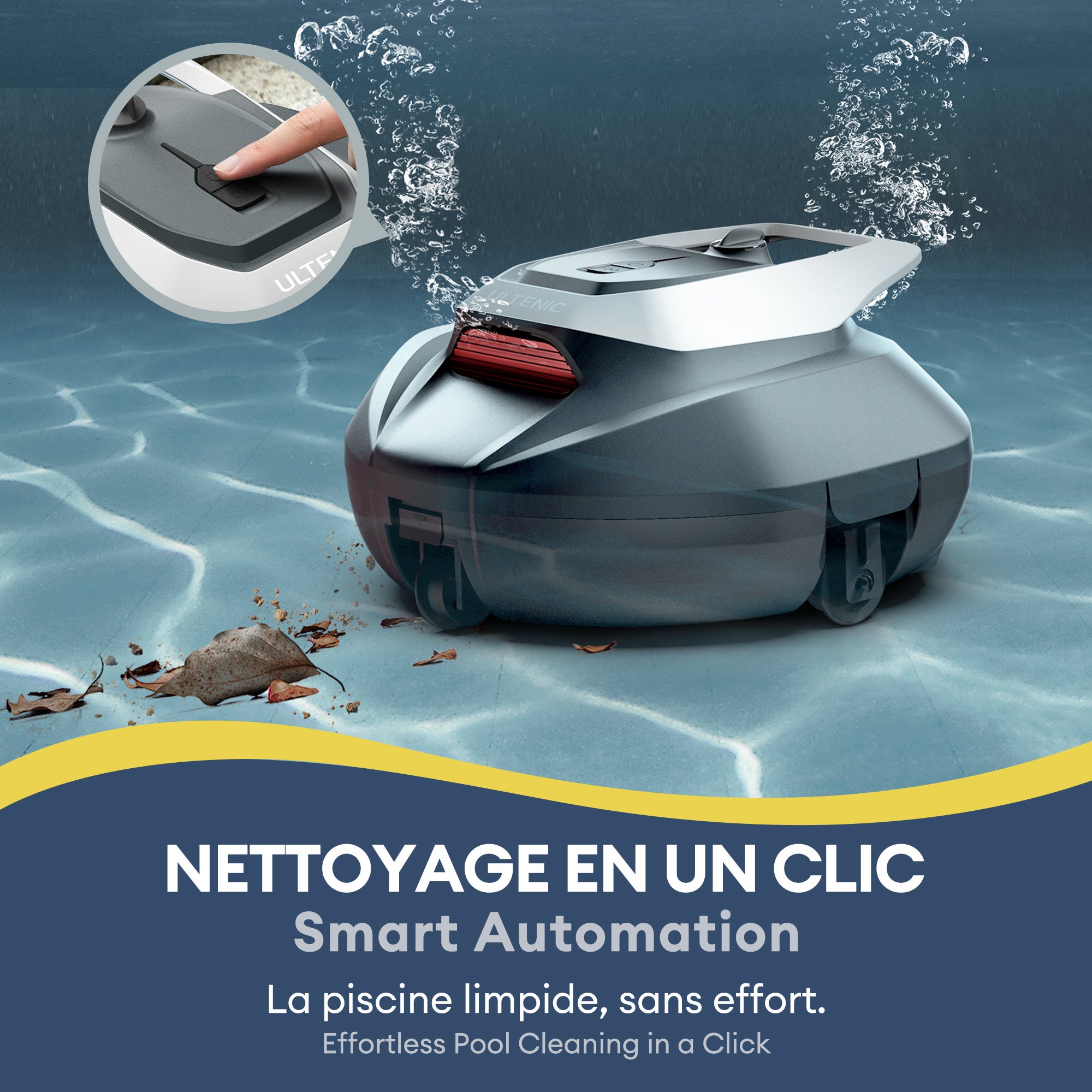 Robô de piscina sem fios Pooleco 10, ABS, Auto-Parking, 2,5 L, ideal para piscinas acima do solo com 80 m² , Dois motores - 2