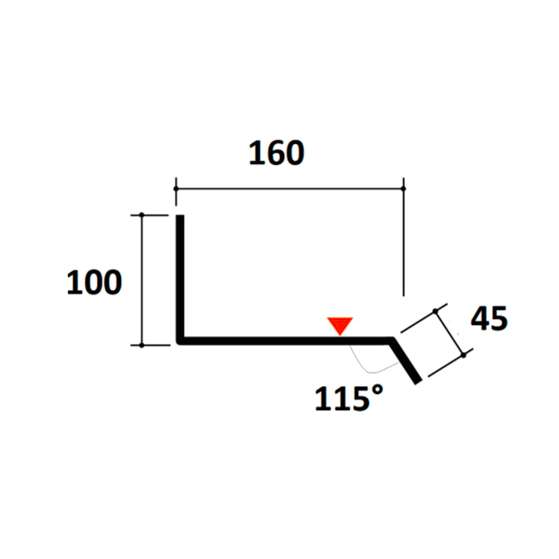 Rive contre mur Longueur 2,10m - Rouge / Brun RAL 8012 - 2