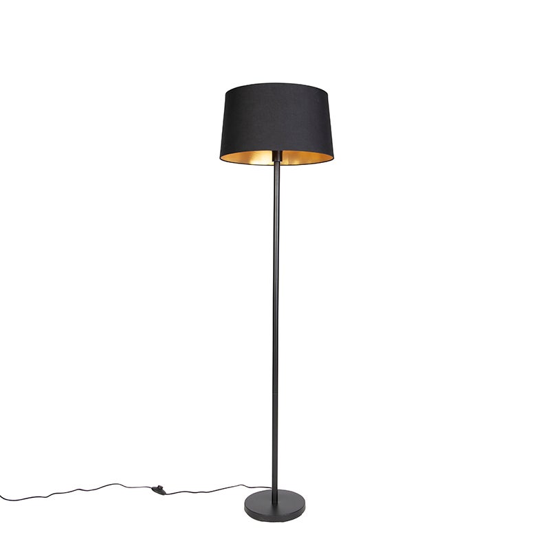 Nowoczesna lampa stojąca czarna z czarnym kloszem 45 cm - Simplo