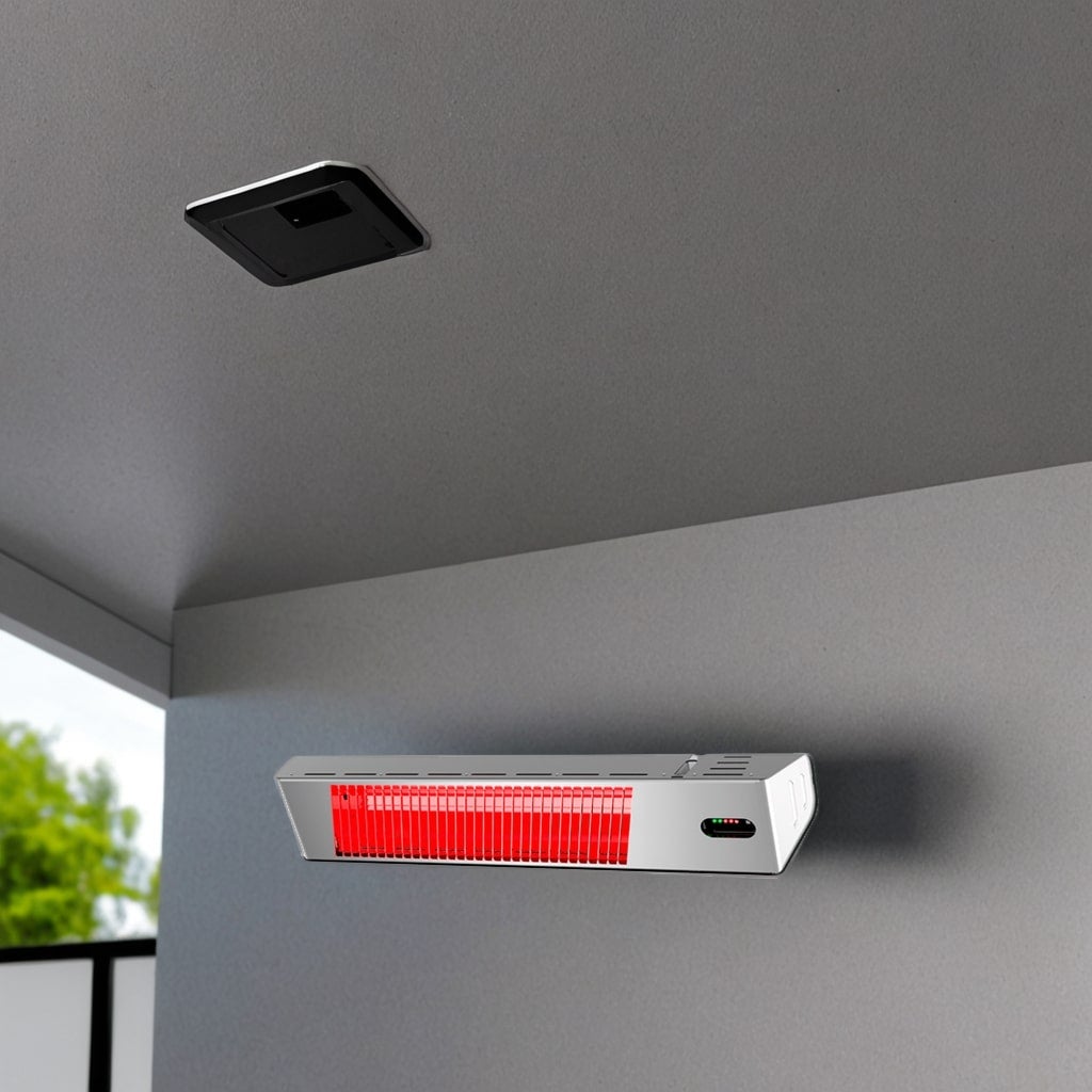 Radiador infrarrojo 2000w con resistencia de carbono, 3 niveles, orientable 45°, ip65, acero inoxidable mpc