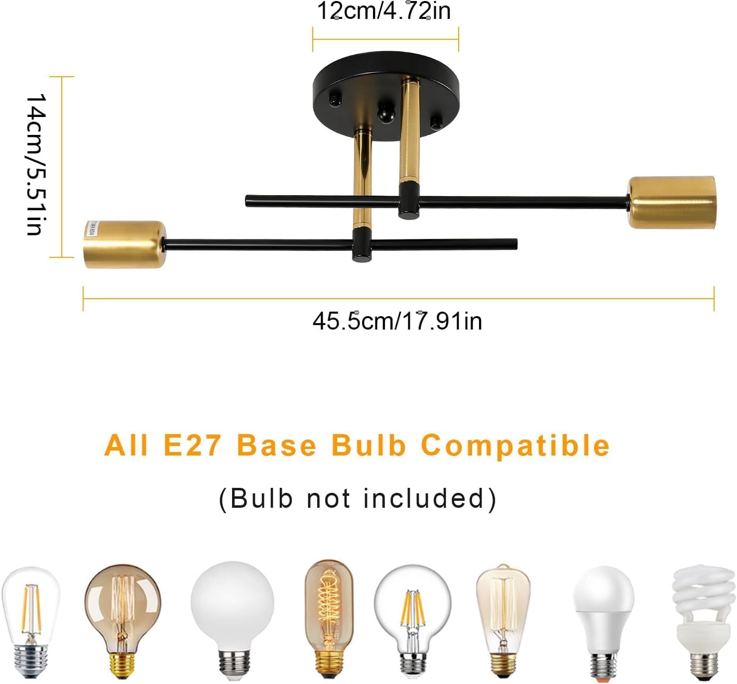 Lustre Moderne, Lumières E27 Plafonnier Industriel Vintage, Forme DIY Lampe de Plafond Vintage - 4