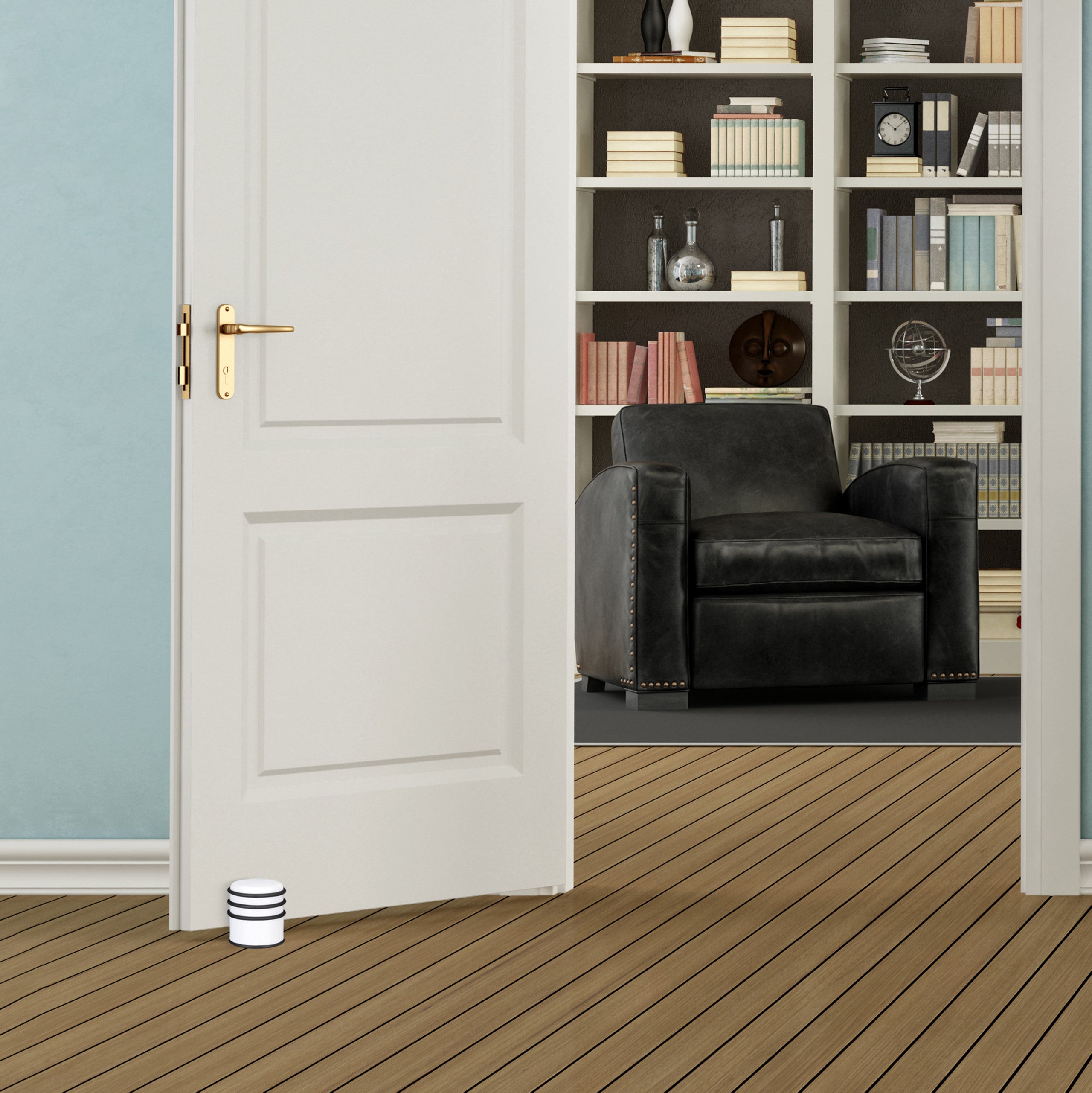 4x Fermaporta a Pavimento, Pesante, Blocca Porte e Finestre, ∅ 7 cm, 3 Anelli in Gomma, Bianco - 2