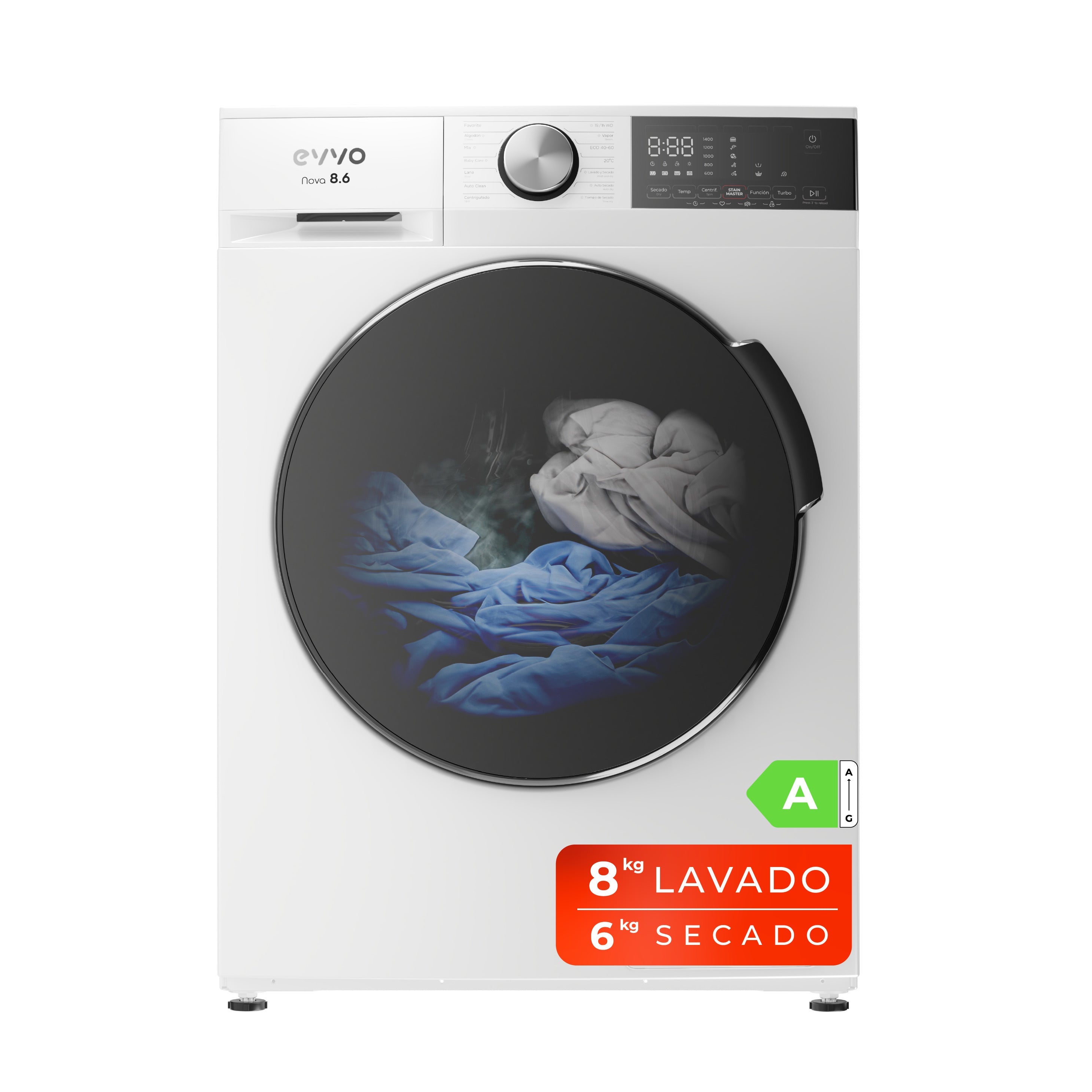 Lavasecadora Evvo Home 8/6 kg A Nova con motor inverter y vapor - Imagen 3