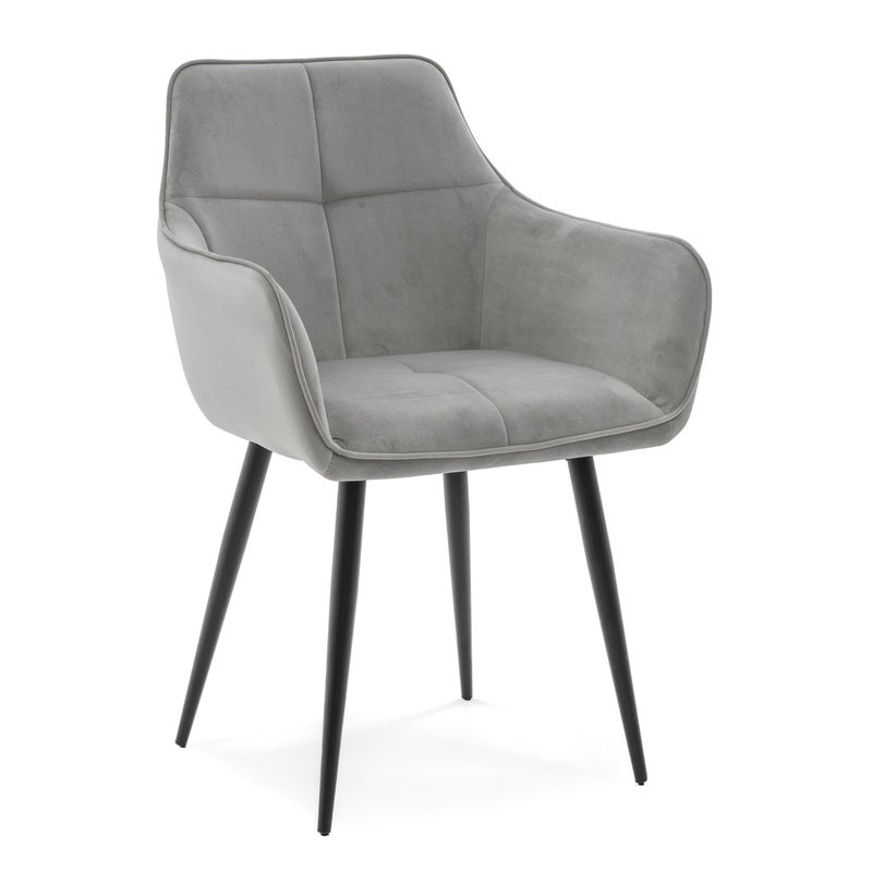 Krzesło tapicerowane welurowe QUATTRO velvet aksamit jasnoszary