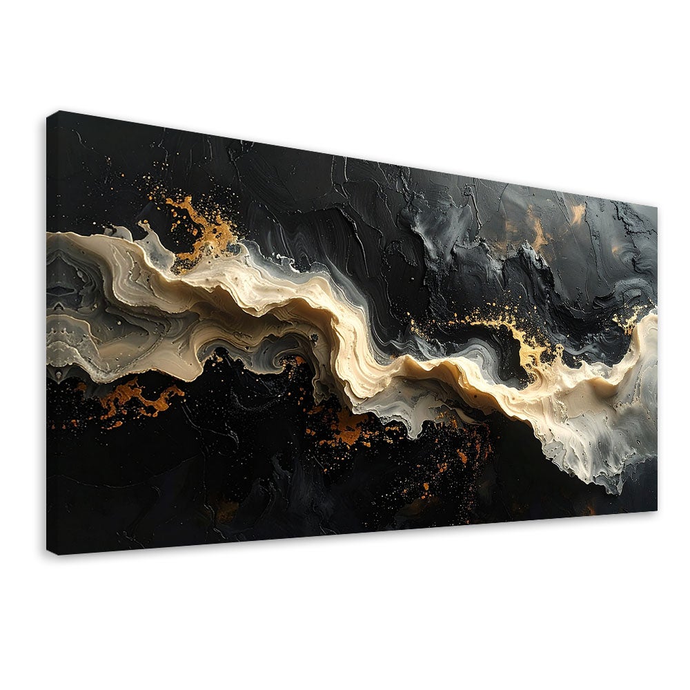 Obraz do salonu sypialni biura, Abstrakcja fale linie czarny beżowy 120x60