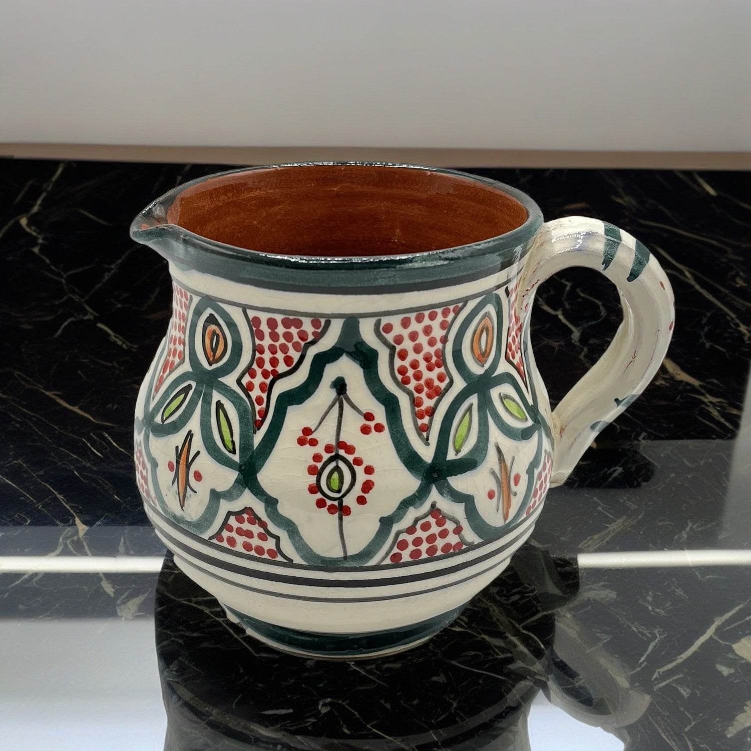 Brocca Ceramica Marocchina Dipinta A Mano 1 Litro Con Tappo - Stile Etnico Per Acqua E Bevande, Artigianale - Foto 8