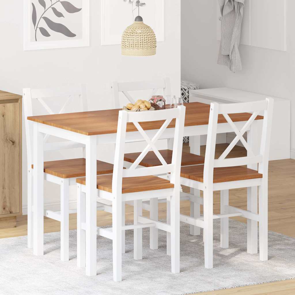 Vidaxl Juego De Muebles De Comedor 5 Piezas Y Marrón/Blanco , Leroy Merlin