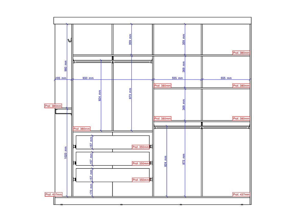 Armoire 2 portes coulissantes - Avec miroir - L231cm - Coloris : Naturel et ivoire - ADALRIK II - 4