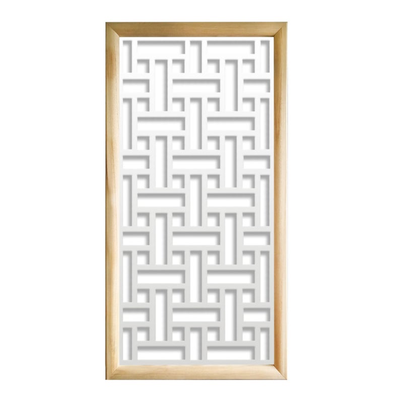 TRAMA - Moduły dekoracyjne prostokątne z drewna i PCV - rozmiar 47x94 cm - grubość 47 mm - kolor wewnętrzny BIAŁY