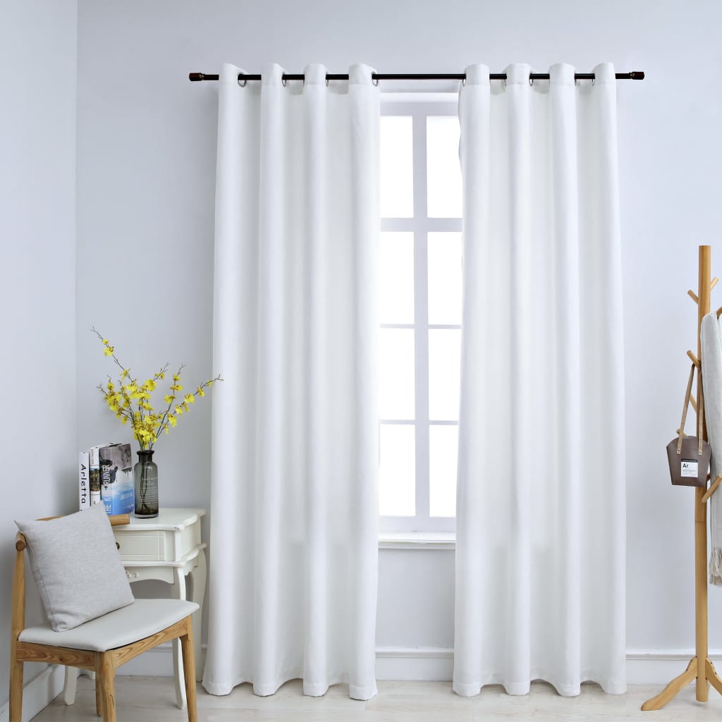 Maison exclusive - cortinas opacas anillas de metal 2 pzas blanco crudo 140x245 cm