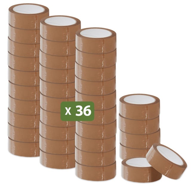Ruban adhésif marron - Emballage et déménagement - 66 m - Lot 36 rouleaux - Qualité premium