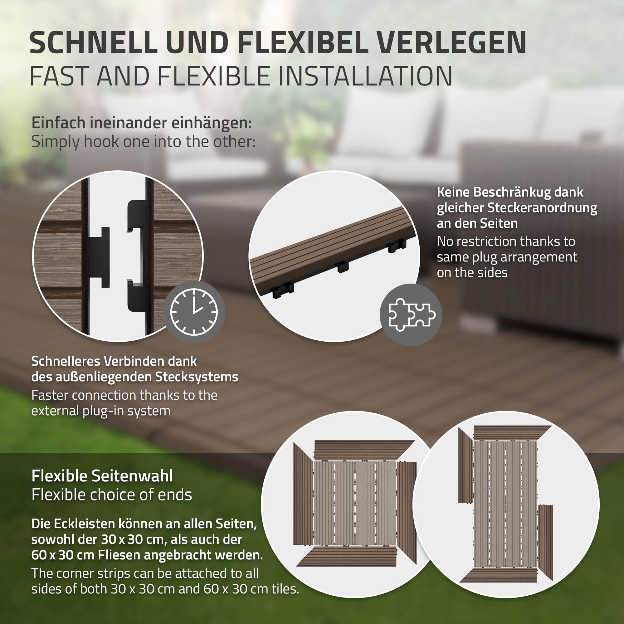 ML-Design listwa narożna lewa wpc ciemnobrązowa 38x2x7,5 cm profil drewnopodobny ryflowany z odpływem wzmocniona baza system klik obróbka krawędzi - 5