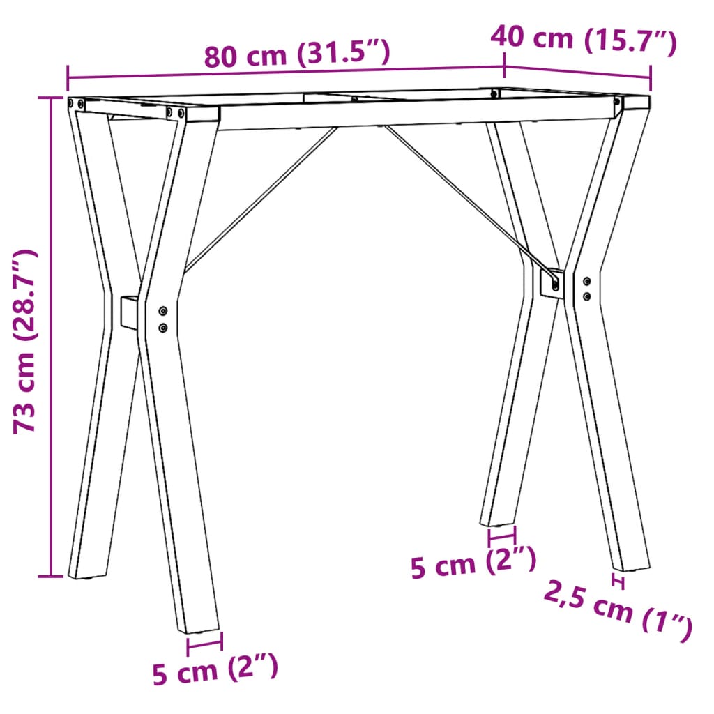 Pernas de mesa de jantar em estrutura em Y aço 80x40x73 cm - COMFORTXL - 9