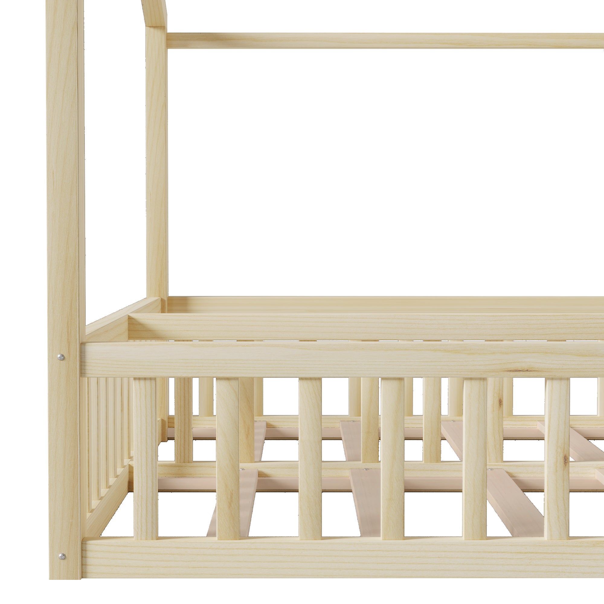 Lit enfant enfant Lit double 180x190 cm avec barrière, 90x190 cm x2 , style minimaliste, pin, LED intégrées, Natural - 8