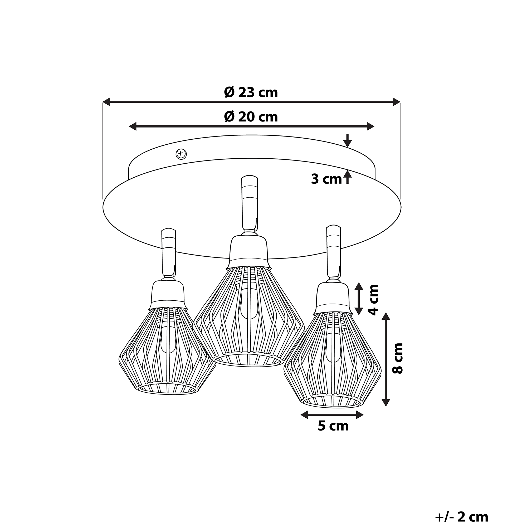 Faretto a 3 luci VOLGA Regolabile Metallo Nero - 3