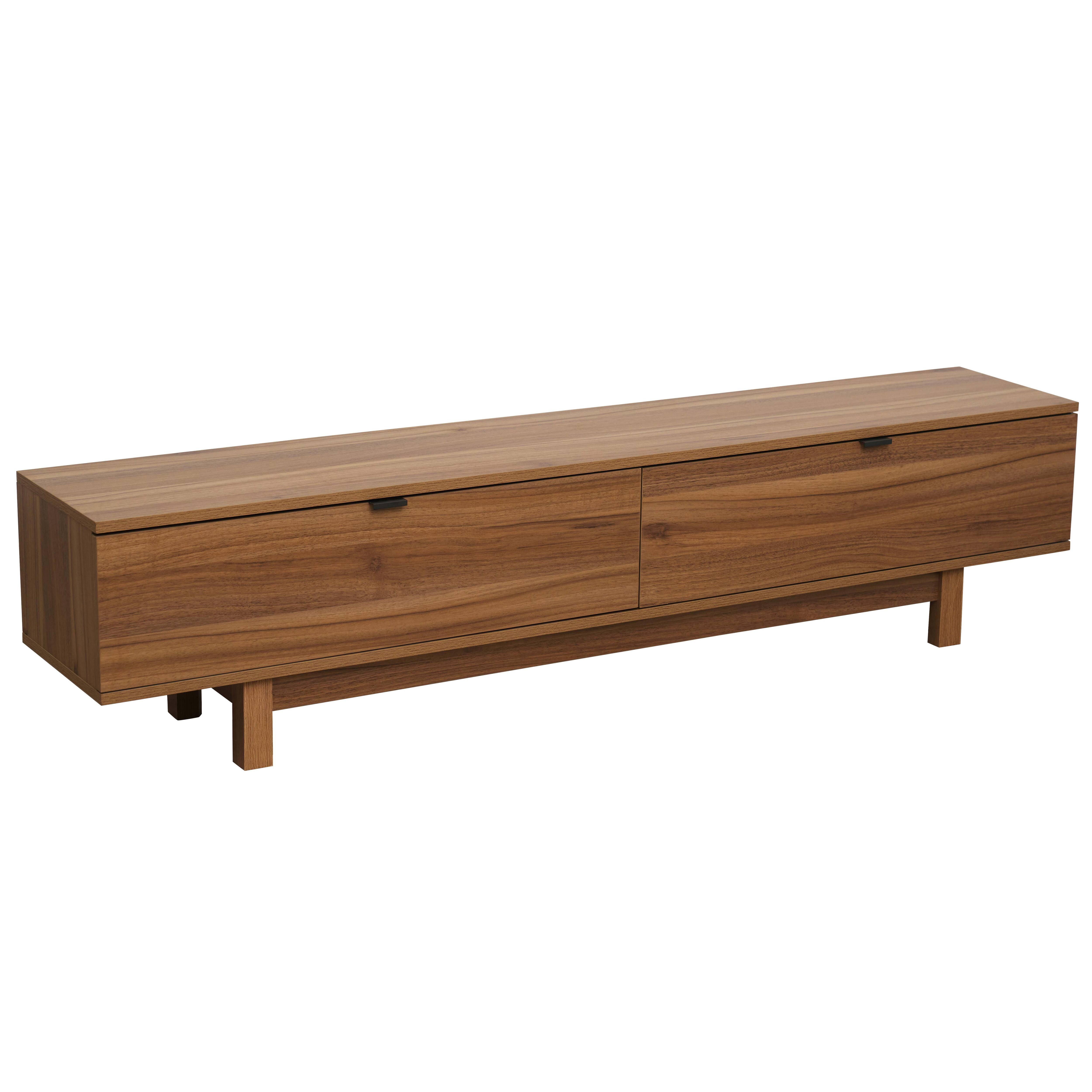 Meuble TV 2 portes rectangulaire L160 cm bois foncé - 2