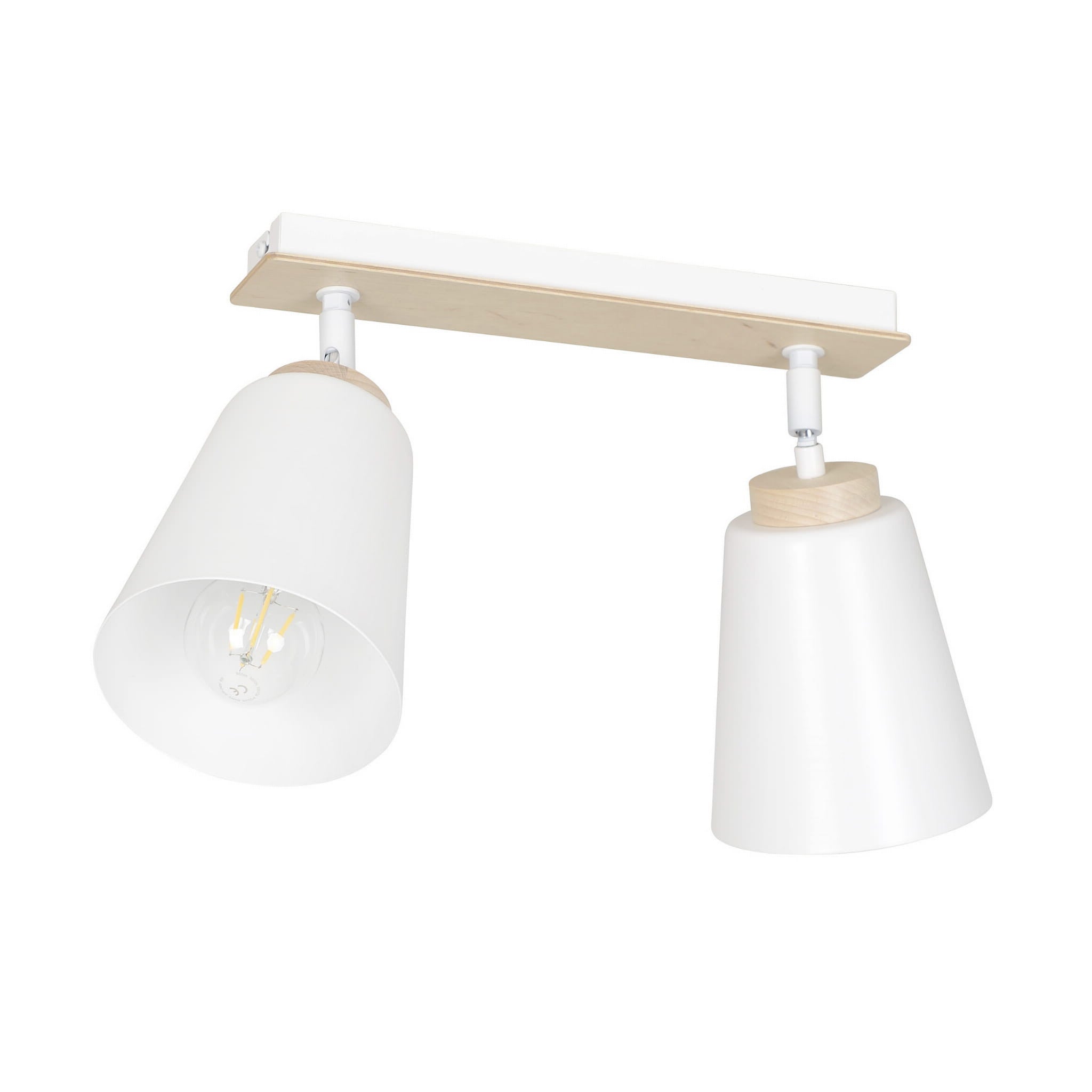 Reflektor sufitowy spot natynkowy Atlas listwa biały jasne drewno 2xE27x15W metal Emibig