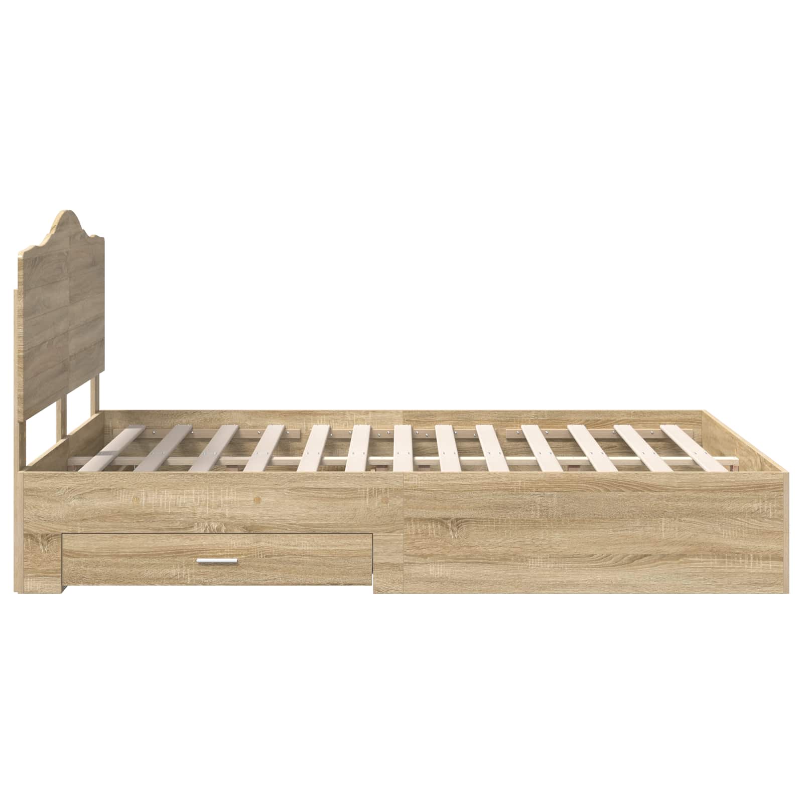 Cadre de lit en panneau de bois, chêne, pour la chambre, 150 × 200 cm - 9