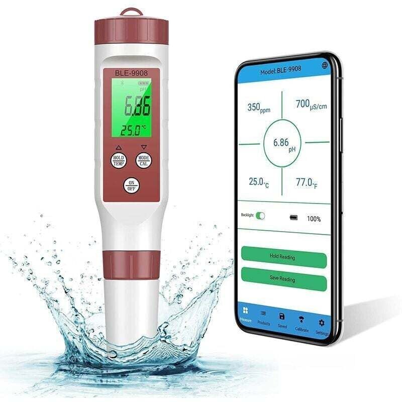 Testeur De Qualité D'eau 8-en-1 WiFi PH-W218 - Pour Aquarium, Piscine, Connecté à Appli