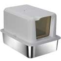 Bac à litière pour chat avec plateau inox filtre et pelle gris argent ...