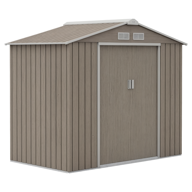 Abri de jardin 2,42 m2, en bois, 213 x 130 x 185 cm, pour jardin et terrasse, toit incliné et 4 fenêtres effet bois, format pratique