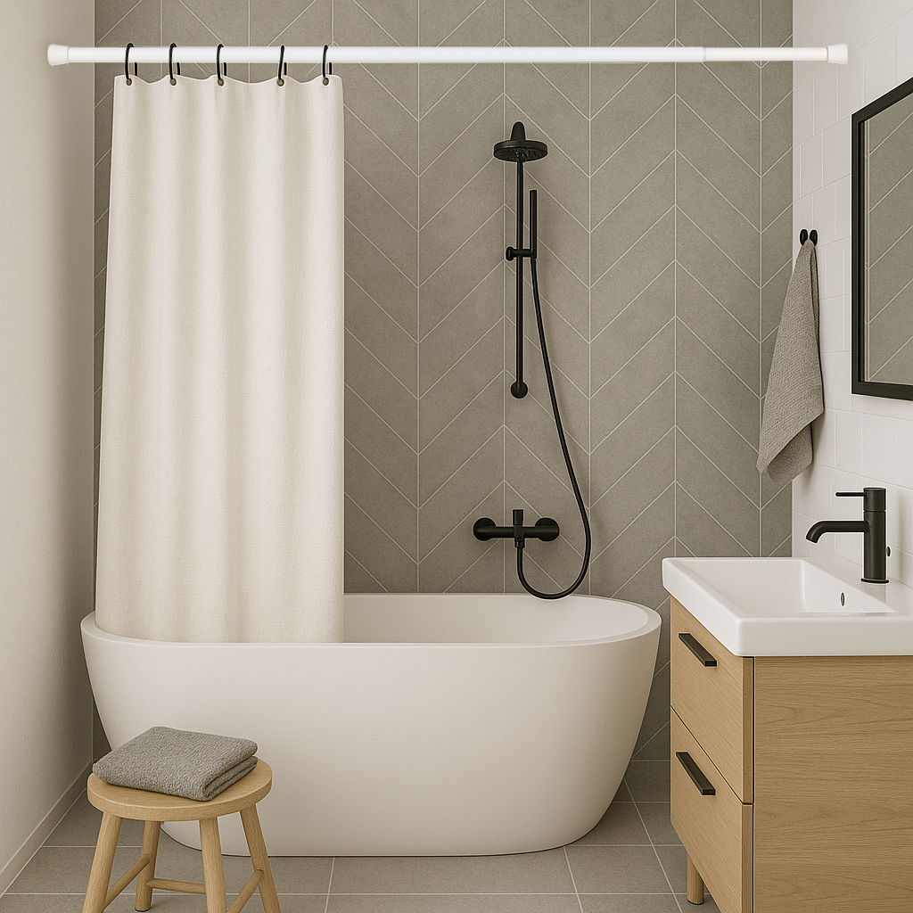 Barra de cortina extensível por pressão Ø28 mm – Branca (140-250 cm) - 8