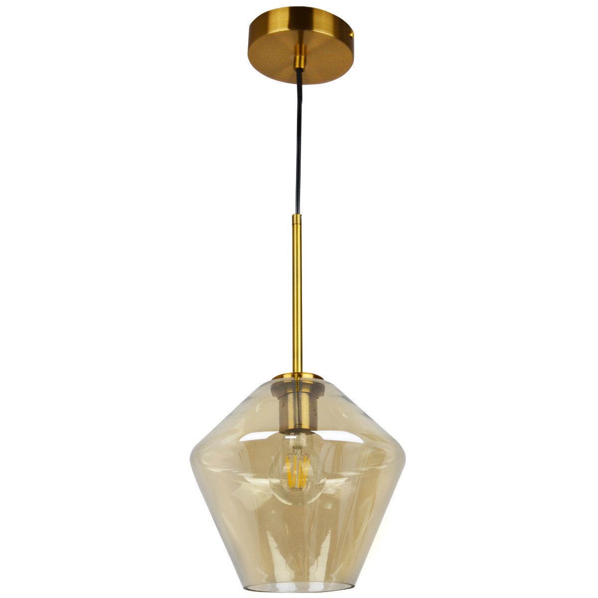 Lampa wisząca Grea bursztynowo-złota 1xE27x20W wym: 120 x 23 x 23 cm szkło Polux