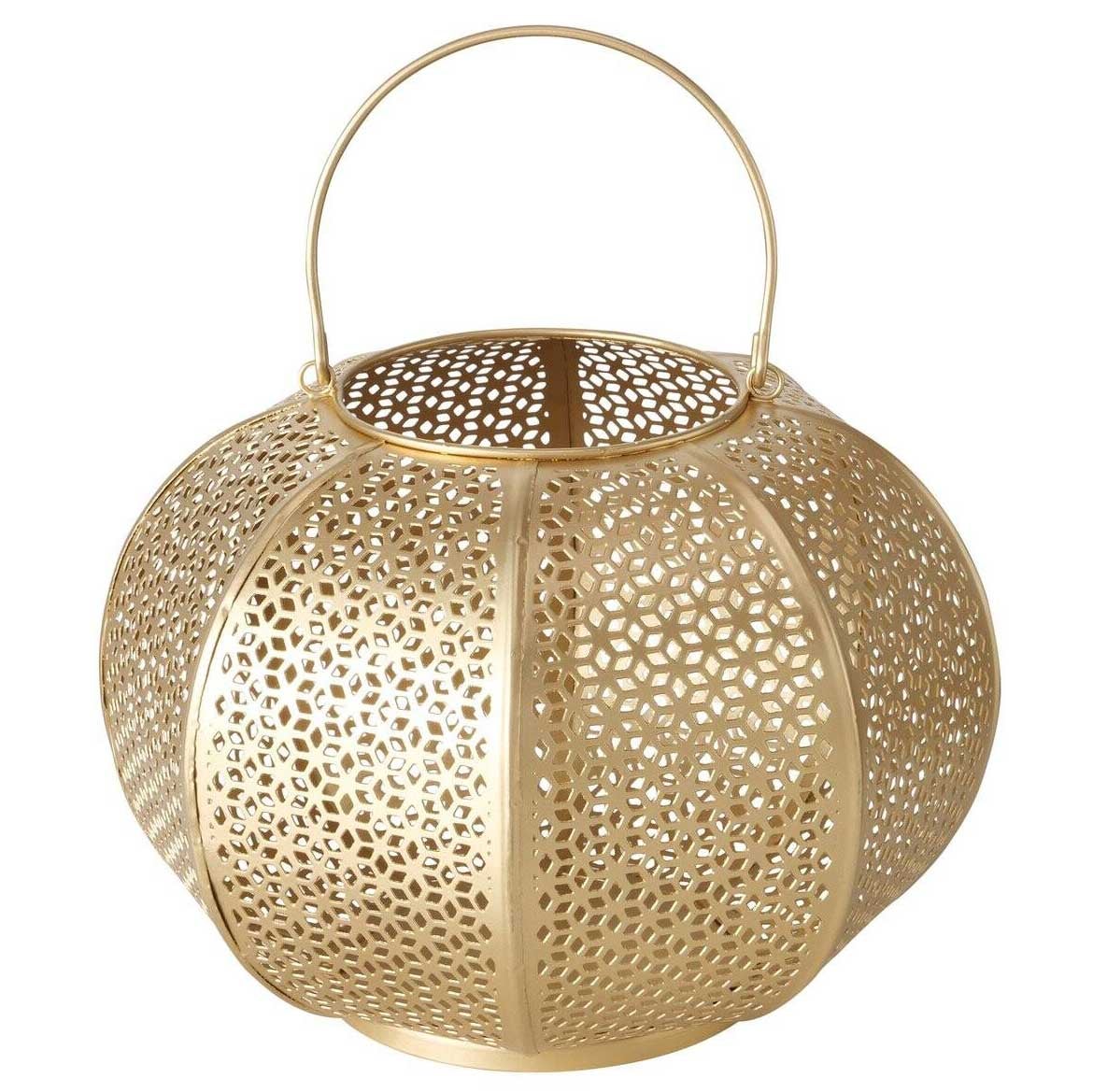 Lanterne orient doré fer 43x29x29cm